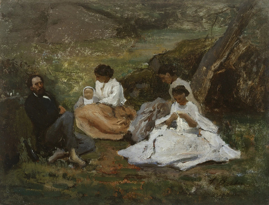 Réunion de famille à Bourron-Marlotte (Théodore de Banville dans la forêt de Fontainebleau) - Jules Breton