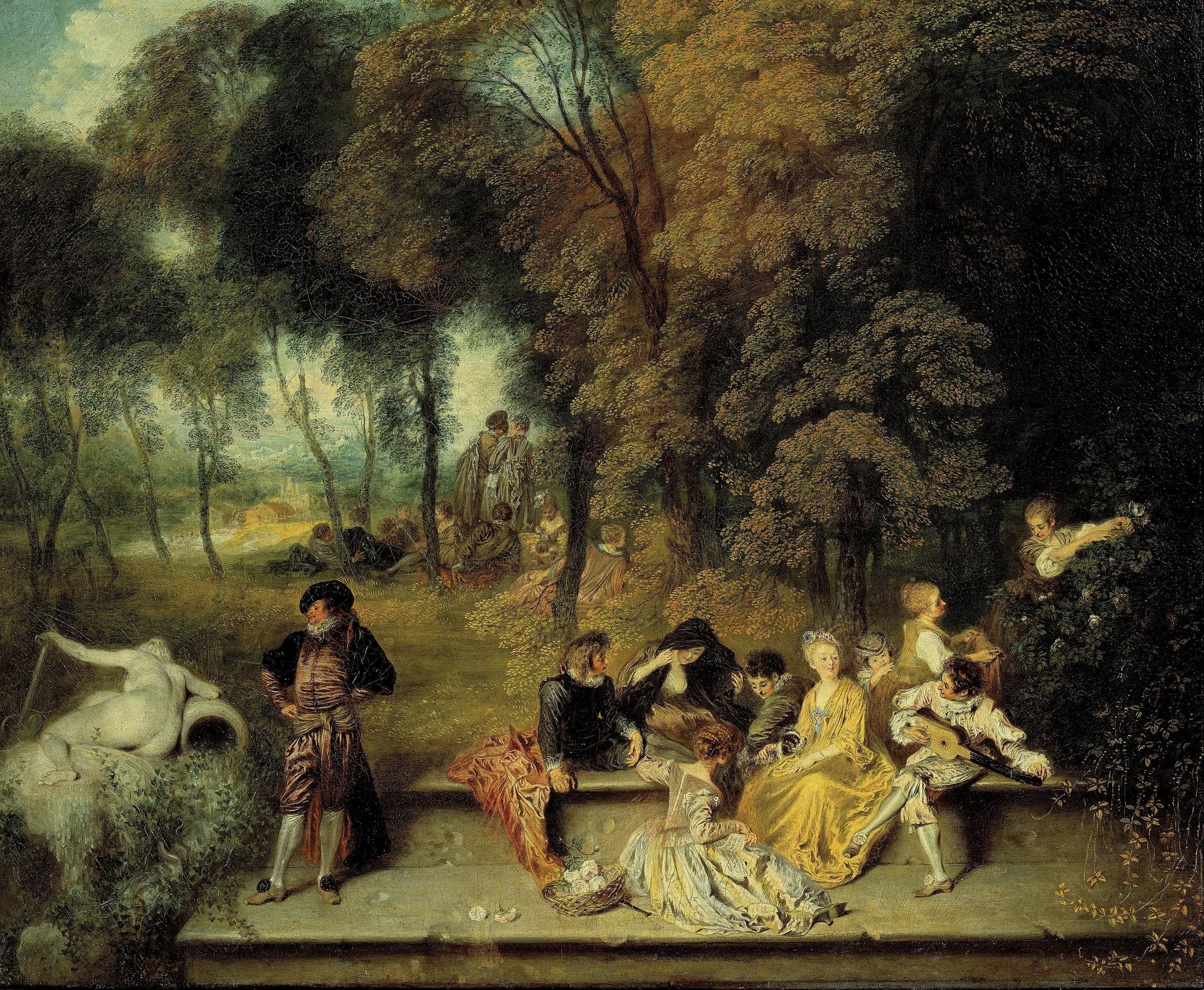 Réunion en plein air - Antoine Watteau image 1 copie peinte à la main à l’huile