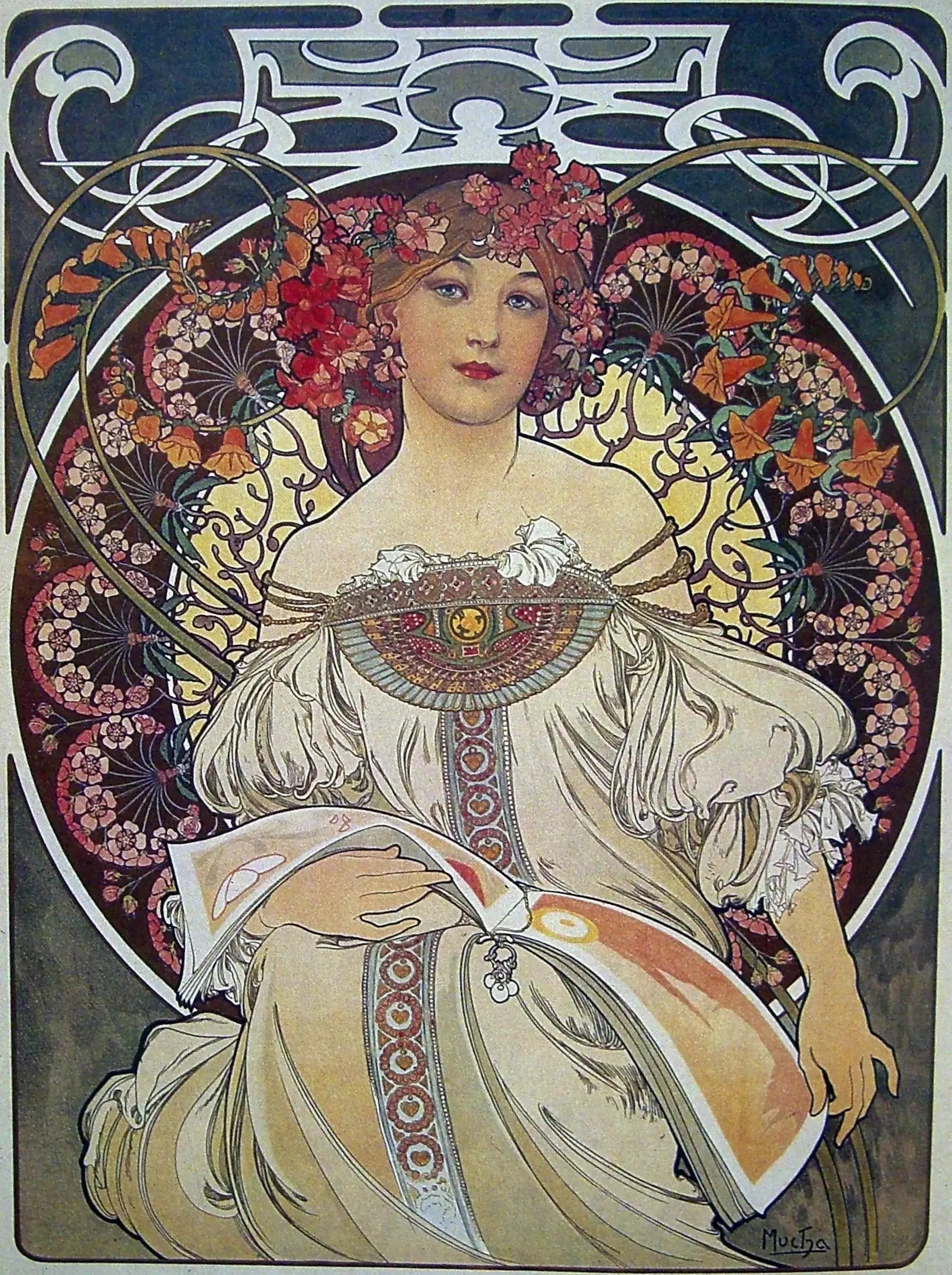 Rêverie - Alphonse Mucha image 1 reproduction de peinture à l’huile