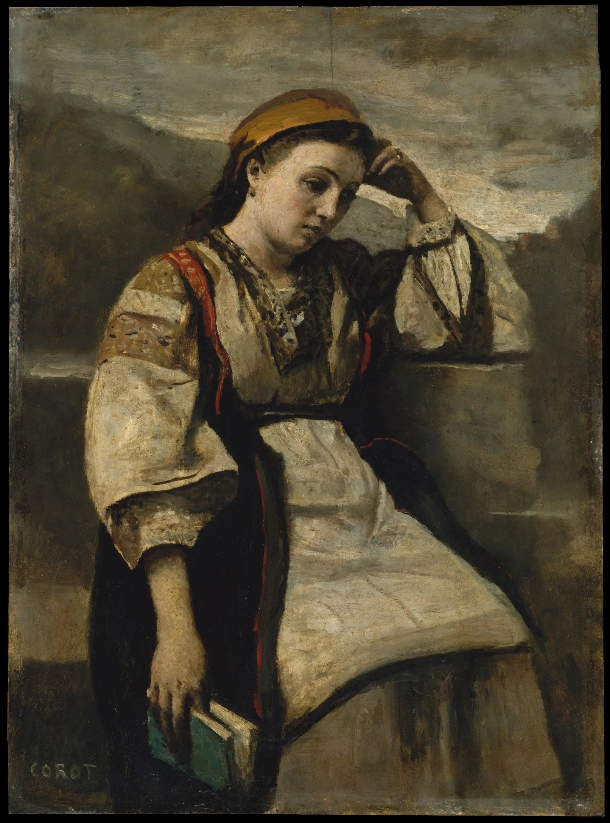 Rêverie - Jean-Baptiste Camille Corot image 1 reproduction de peinture à l’huile