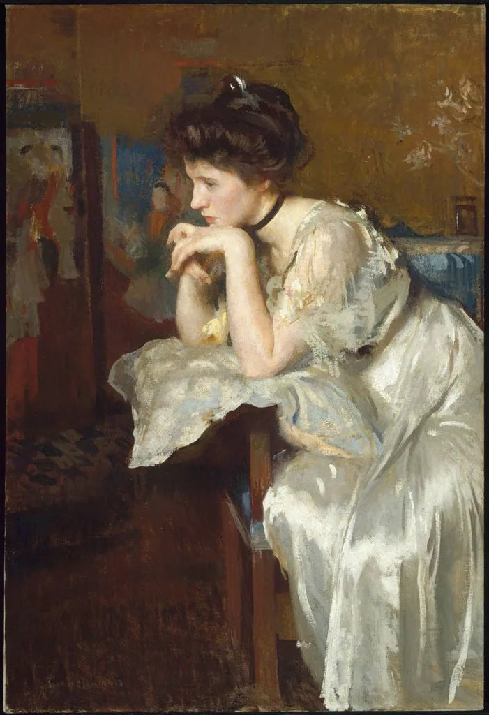 Reverie (Katharine Finn) - Edmund Charles Tarbell image 1 copie peinte à la main à l’huile