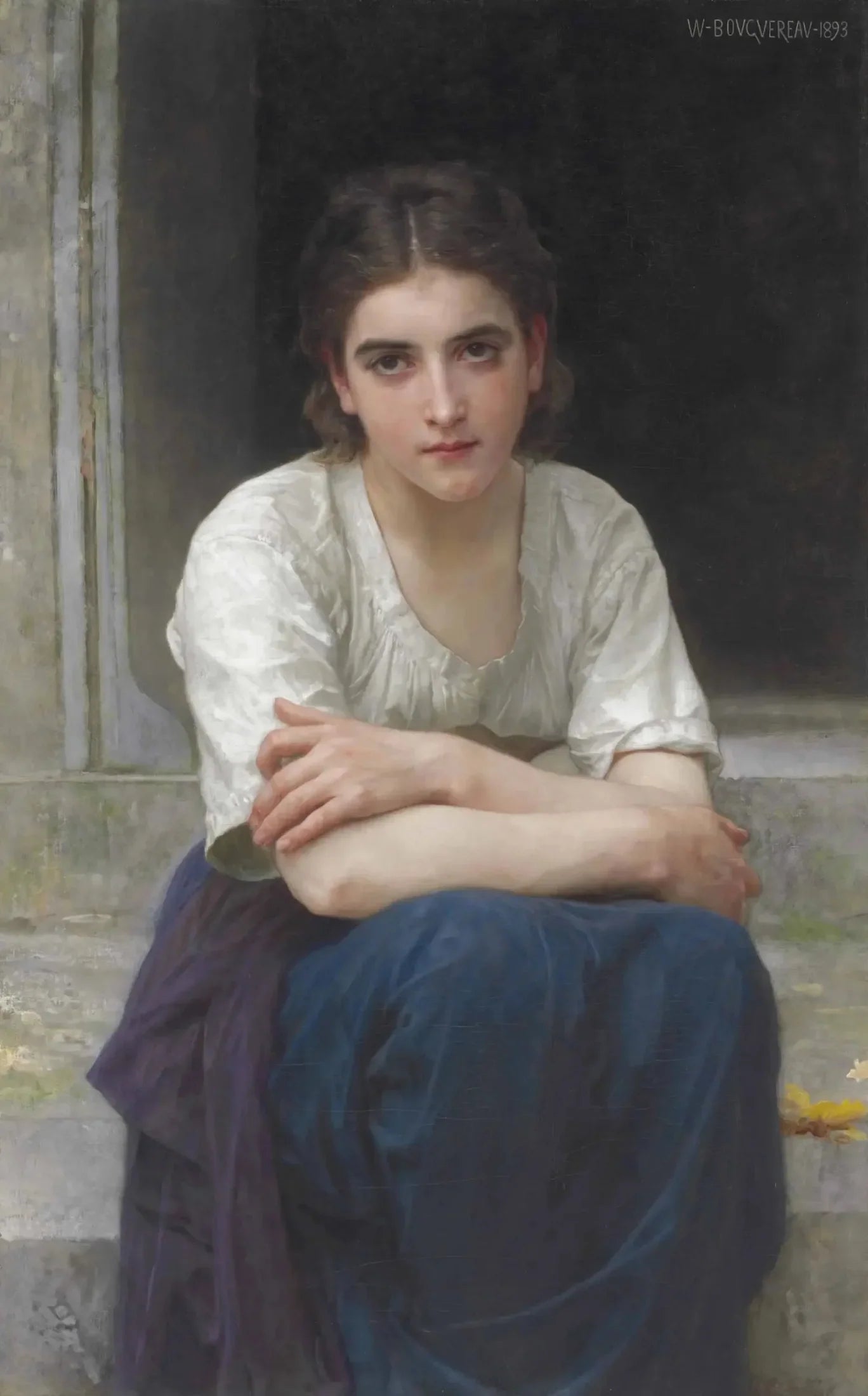 Rêverie sur le Seuil - Bouguereau image 1 reproduction d’œuvre d’art à l’huile