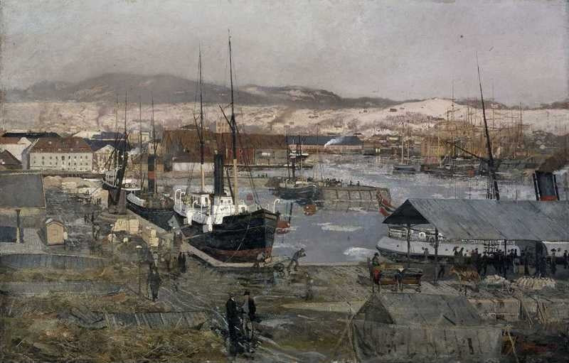 Revierhavnen - Frits Thaulow image 1 tableau peint à l’huile sur toile