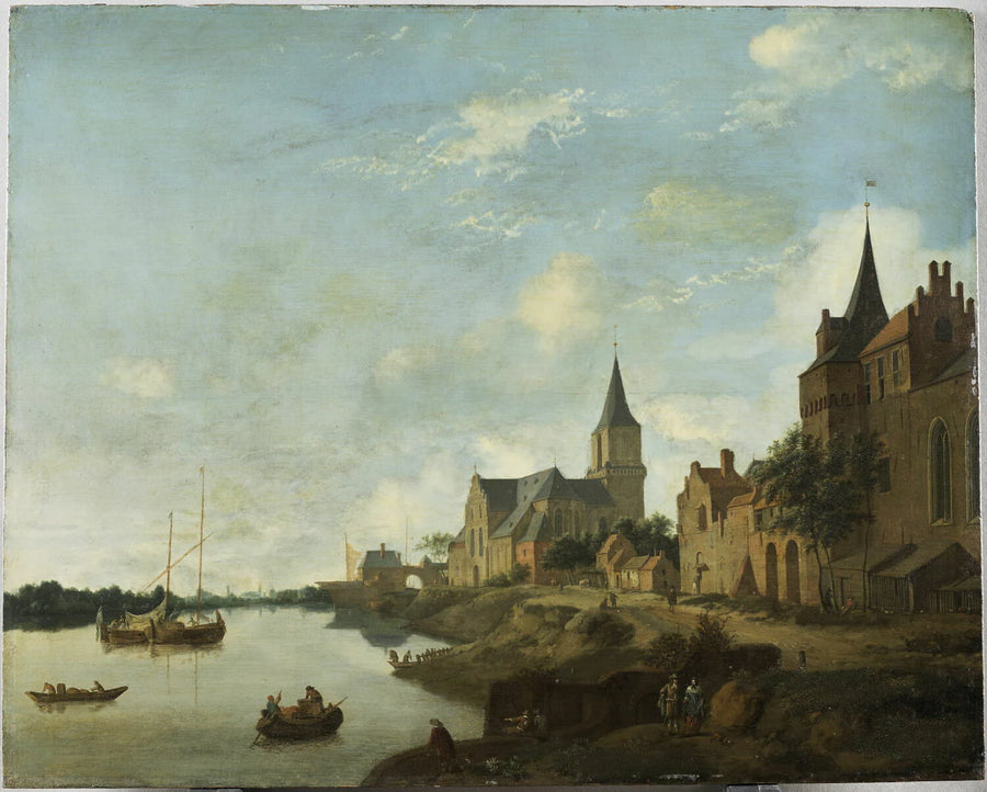 Le Rhin à Emmerich avec l'église Saint-Martin - Johannes Lingelbach