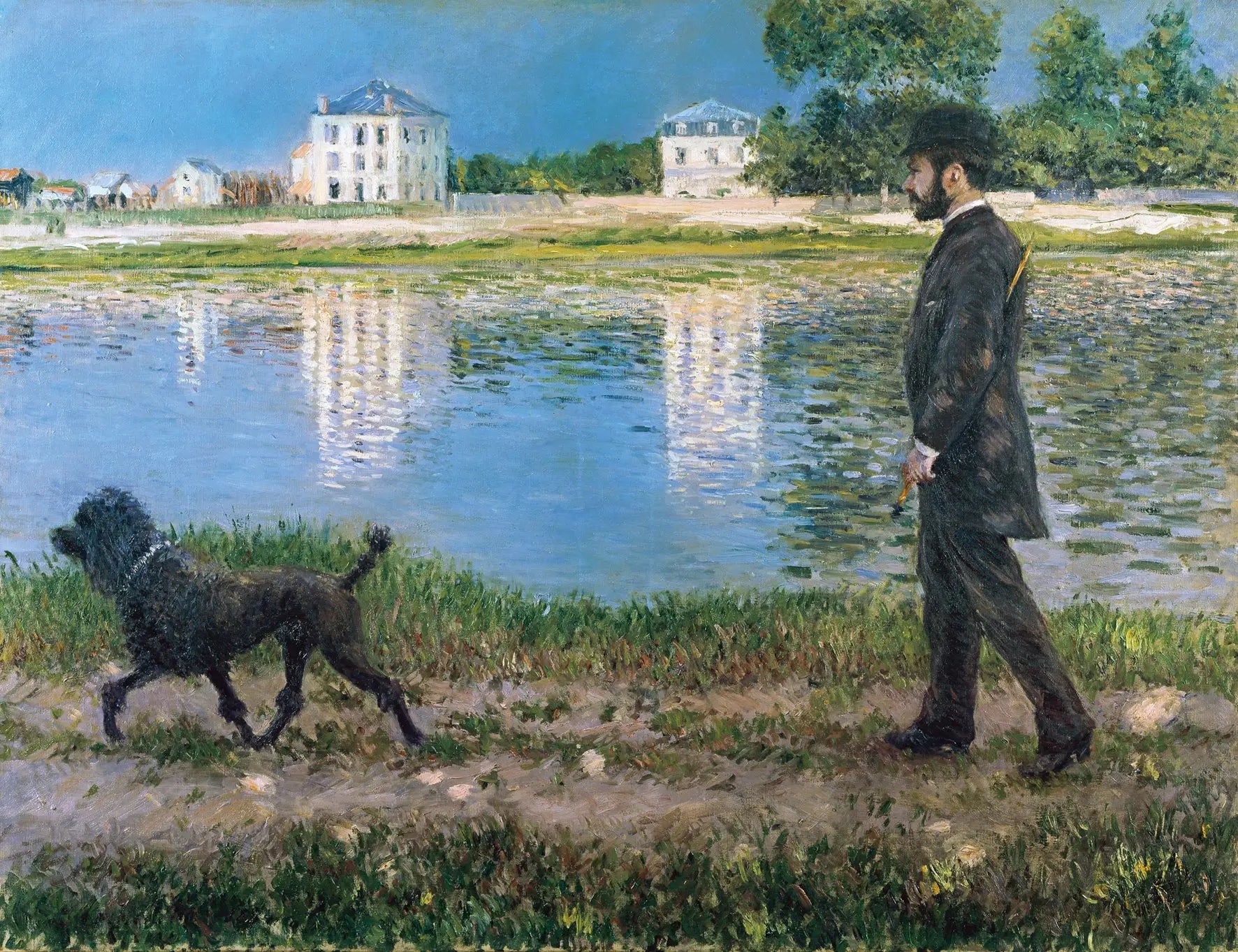 Richard Gallo et son chien au Petit Gennevilliers - Gustave Caillebotte image 1 tableau peint à l’huile sur toile