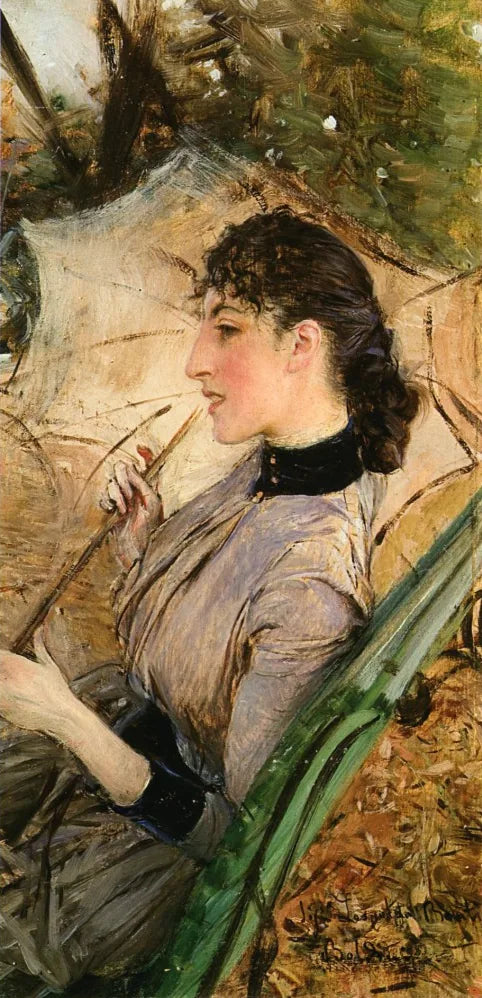 Ritratto d'Alaide Banti avec l'ombrellino - Giovanni Boldini image 1 reproduction d’œuvre d’art à l’huile