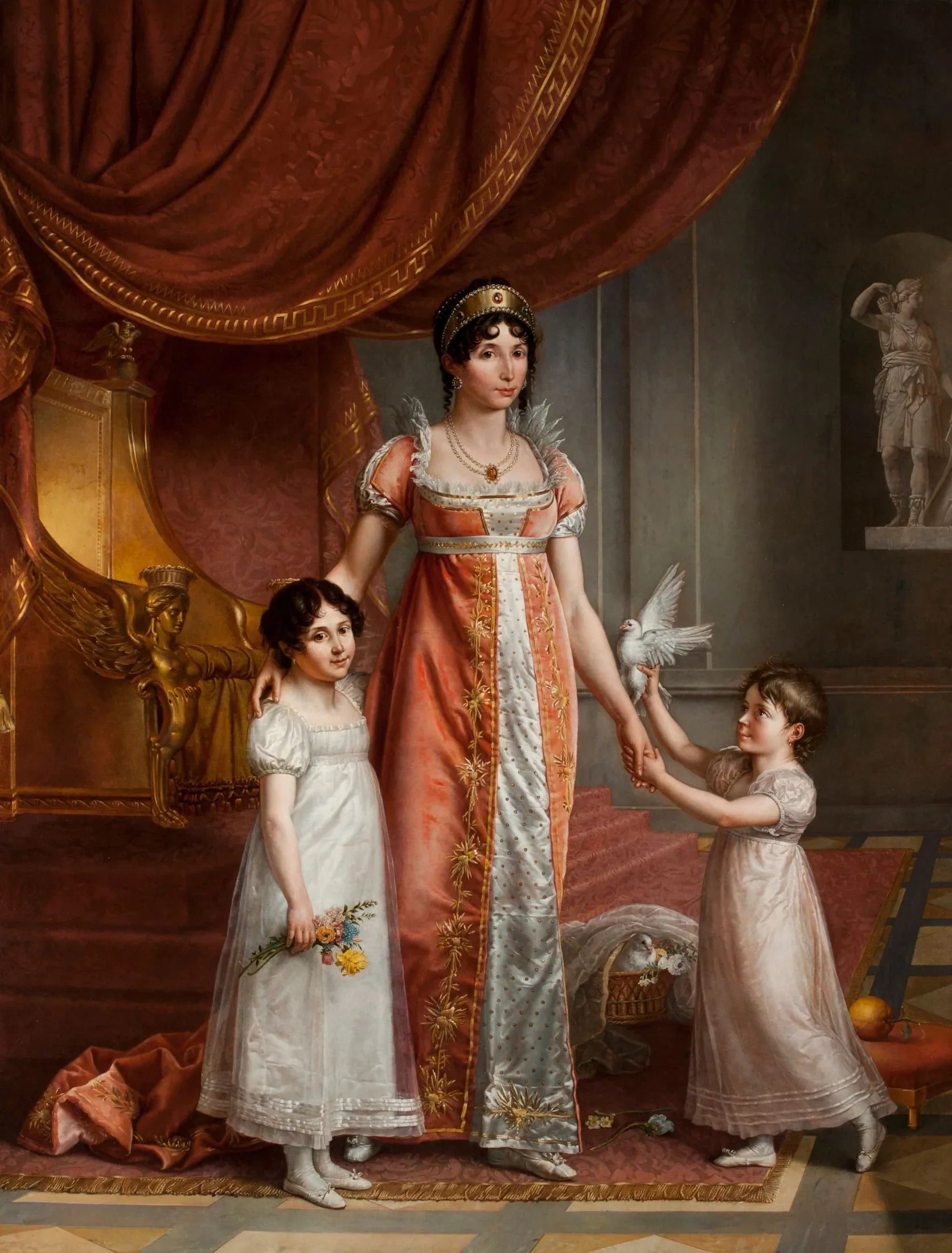 Ritratto di Giulia Clary e delle figlie Zenaide e Carlotta - Jean-Baptiste Wicar image 1 reproduction de peinture à l’huile