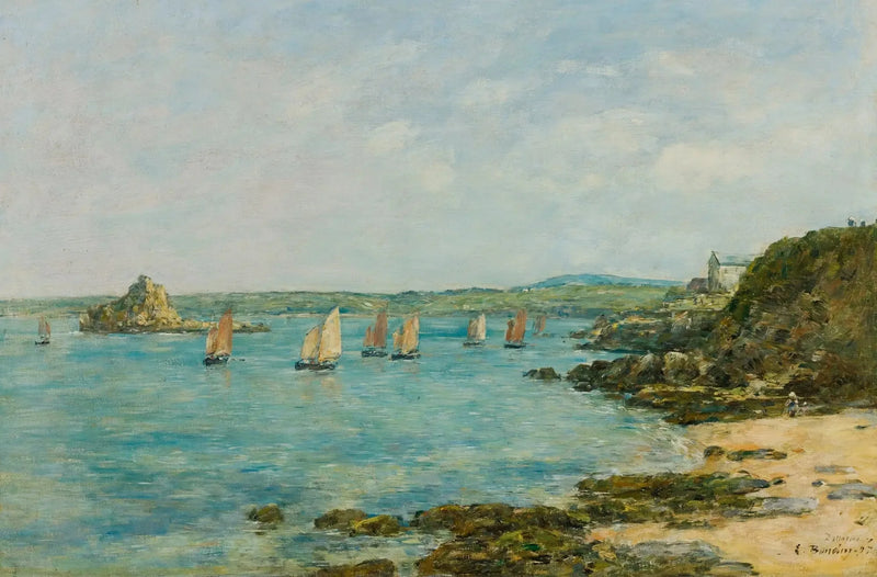 Rivage de Douarnenez, bateaux de pêche dans la baie - Eugène Boudin