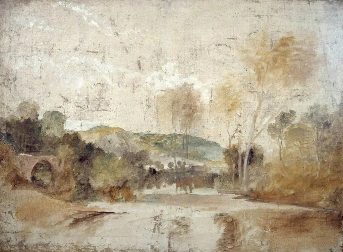 River Scene with Weir in Middle Distance - J. M. W. Turner image 1 reproduction réalisée par Alpha Reproduction