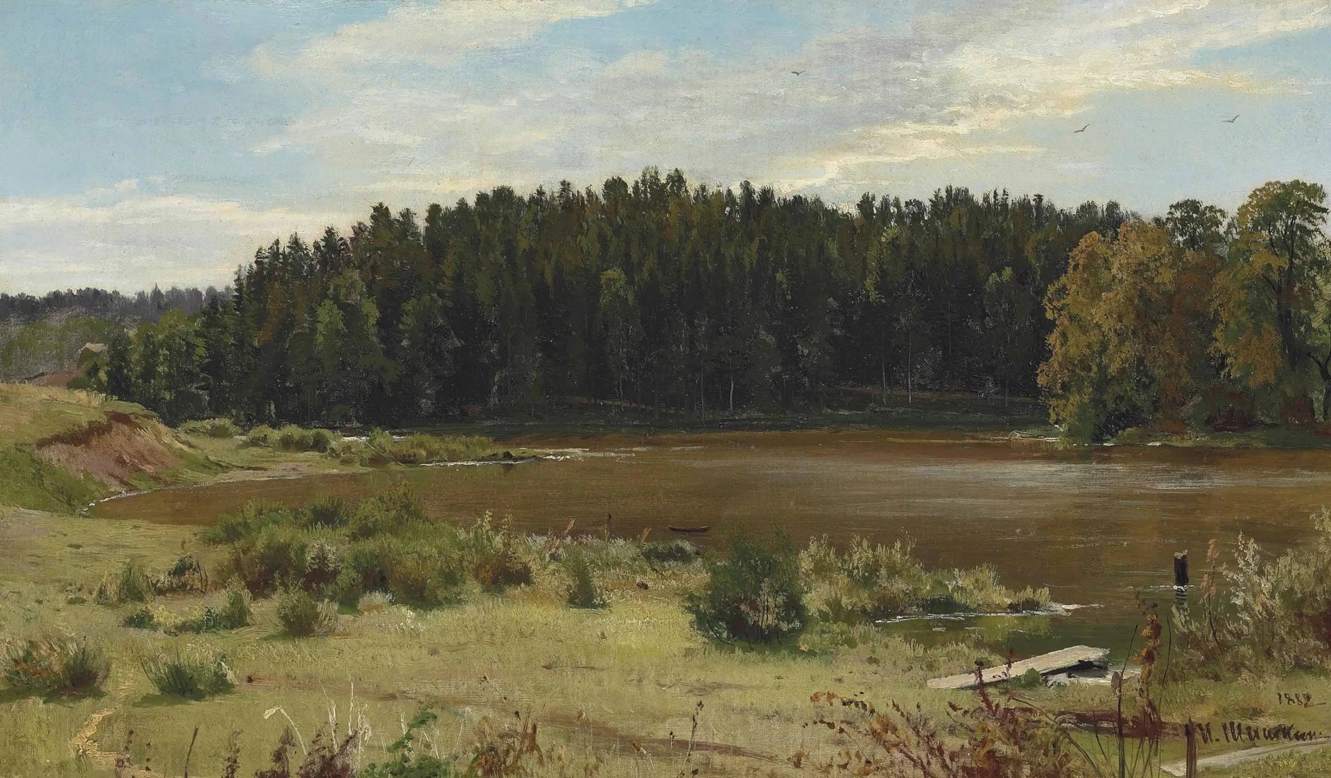 Rivière à l'orée d'un bois - Ivan Chichkine image 1 copie de tableau peinte à la main