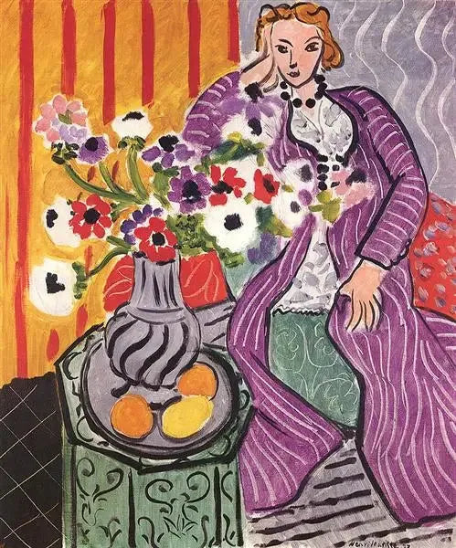 Robe violette et Anémones - Henri Matisse image 1 reproduction artisanale de tableau