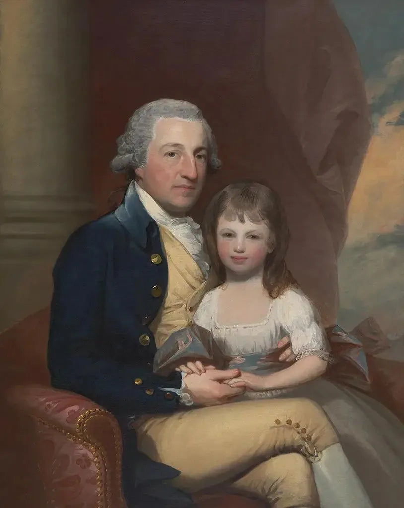 Robert Hare, Sr., et sa fille Martha - Gilbert Stuart image 1 copie de tableau peinte à la main