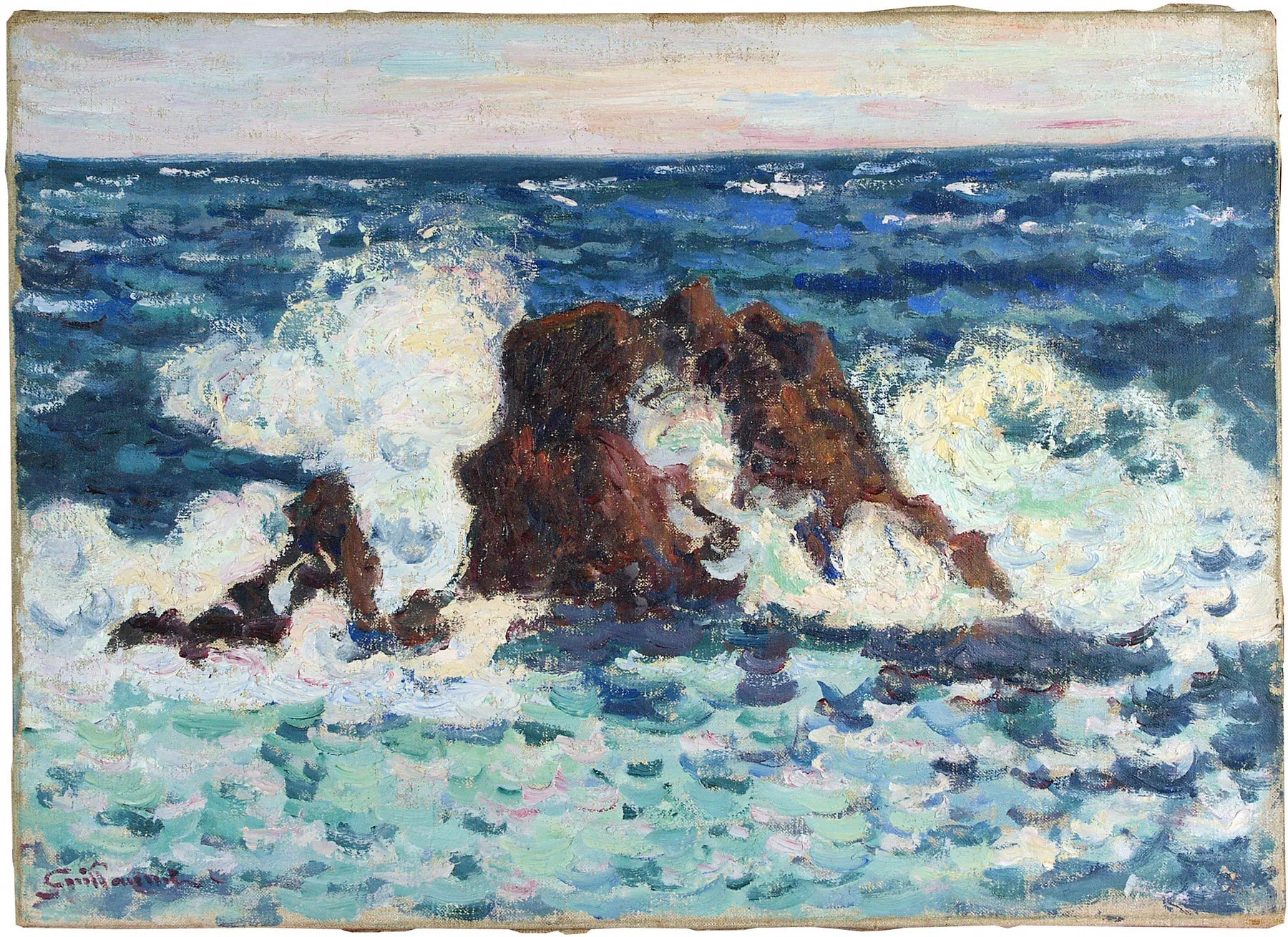 Rocher à la pointe de la Baumette - Armand Guillaumin image 1 copie peinte à la main à l’huile