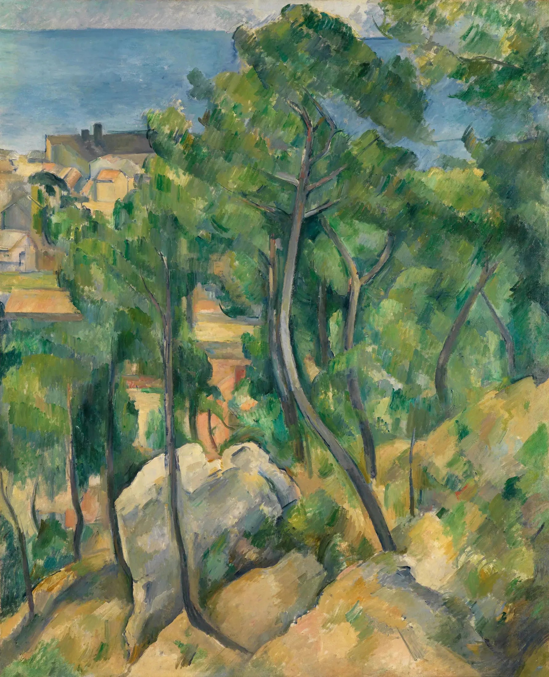 Rochers, pins et mer à l'Estaque - Paul Cézanne image 1 copie de tableau peinte à la main