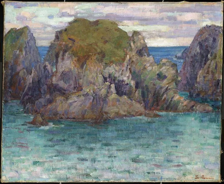 Rochers sur la côte bretonne ; Goulphar, Belle-Île - Armand Guillaumin image 1 reproduction réalisée par Alpha Reproduction