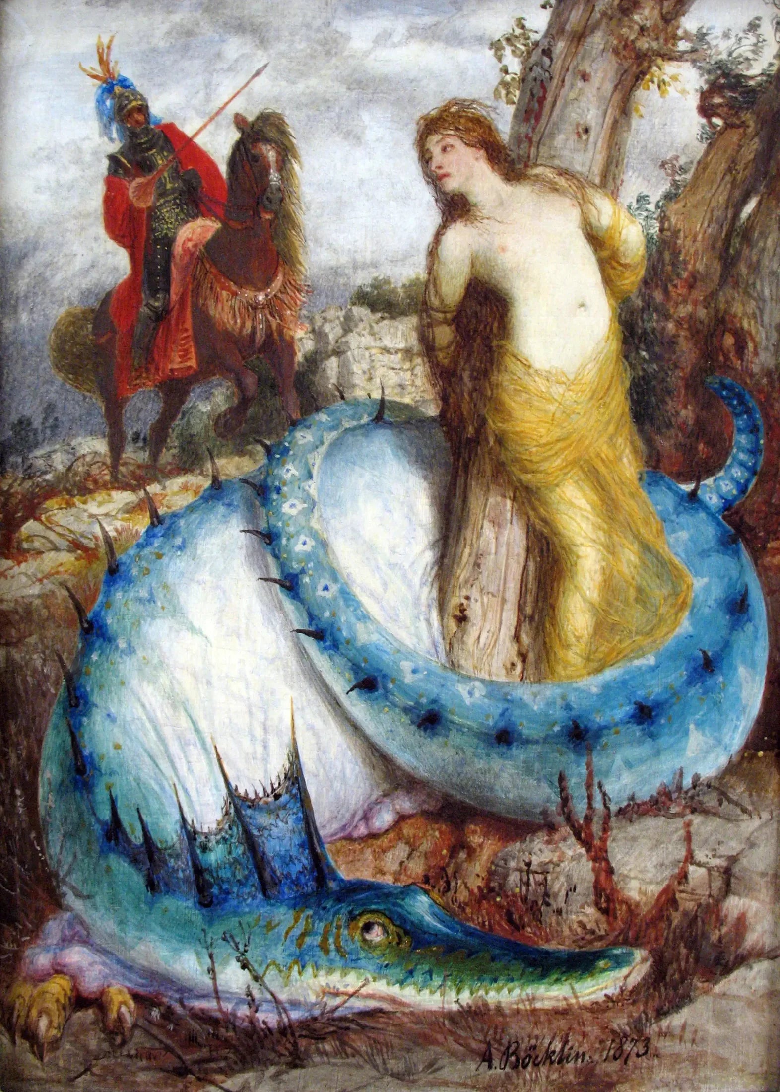 Roger libérant Angelica - Arnold Böcklin image 1 copie de tableau peinte à la main