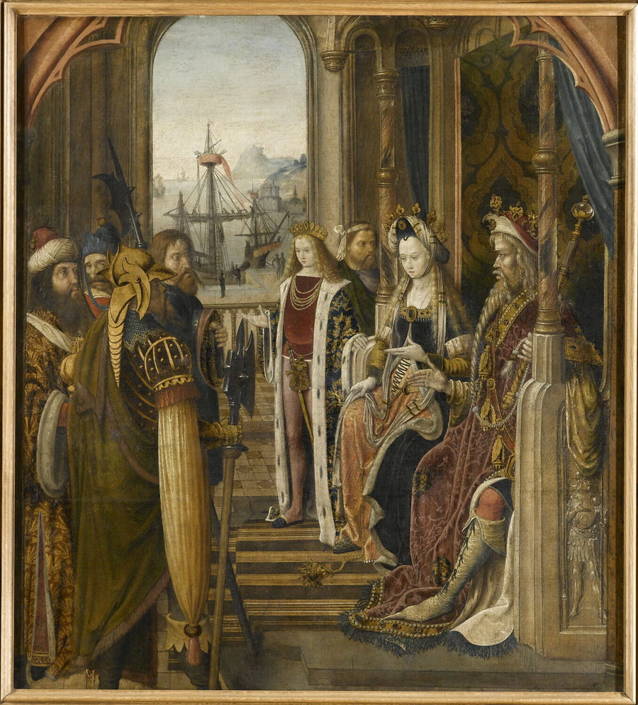 Le roi païen envoie des ambassadeurs demander la main de sainte Ursule - Maître de la Légende de sainte Ursule