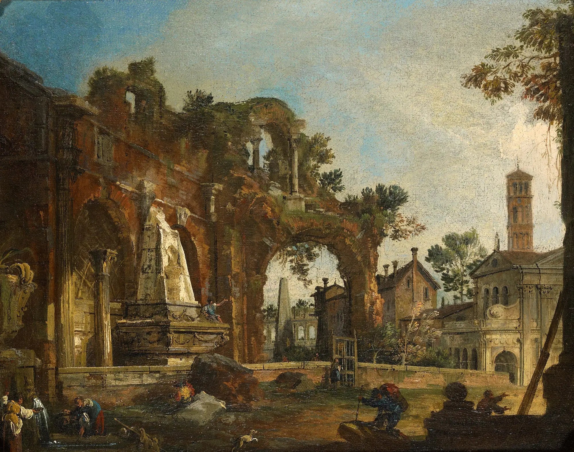 Rome : Capriccio avec ruines basées sur le Forum - Canaletto image 1 reproduction réalisée par Alpha Reproduction