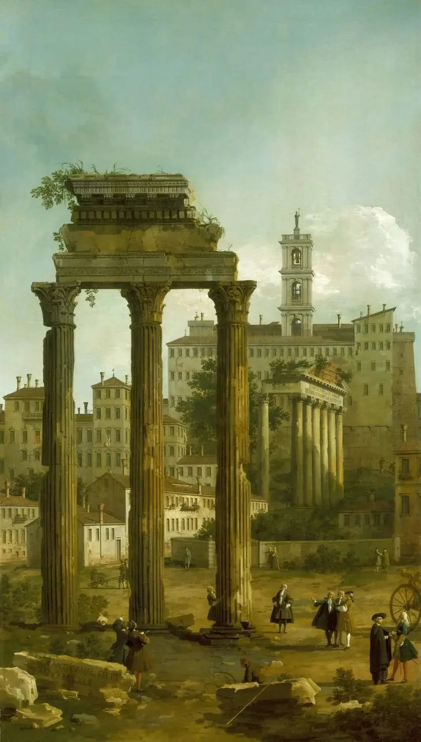 Rome : Ruines du Forum regardant vers le Capitole - Canaletto image 1 reproduction de peinture à l’huile