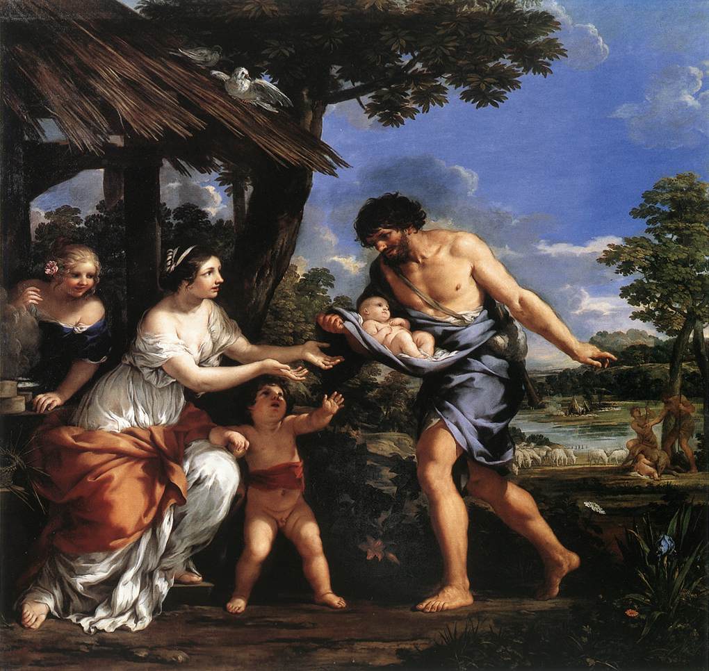Romulus et Rémus recueillis par Faustulus - Pietro da Cortona image 1 tableau peint à l’huile sur toile