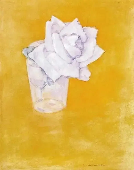 Rose blanche dans un verre - Piet Mondrian