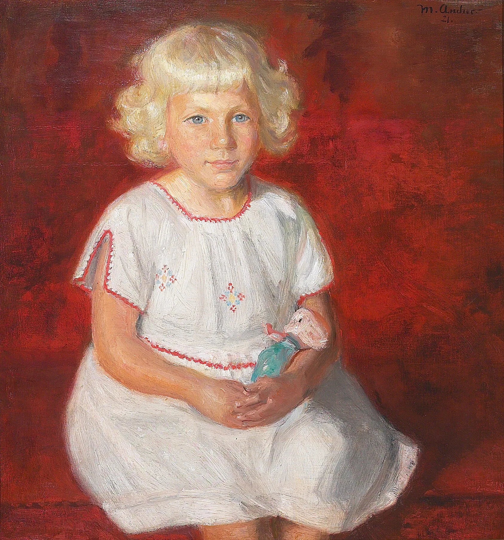 Rose de Skagen. Jeune pêcheuse en tenue du dimanche. - Michael Peter Ancher image 1 copie de tableau peinte à la main