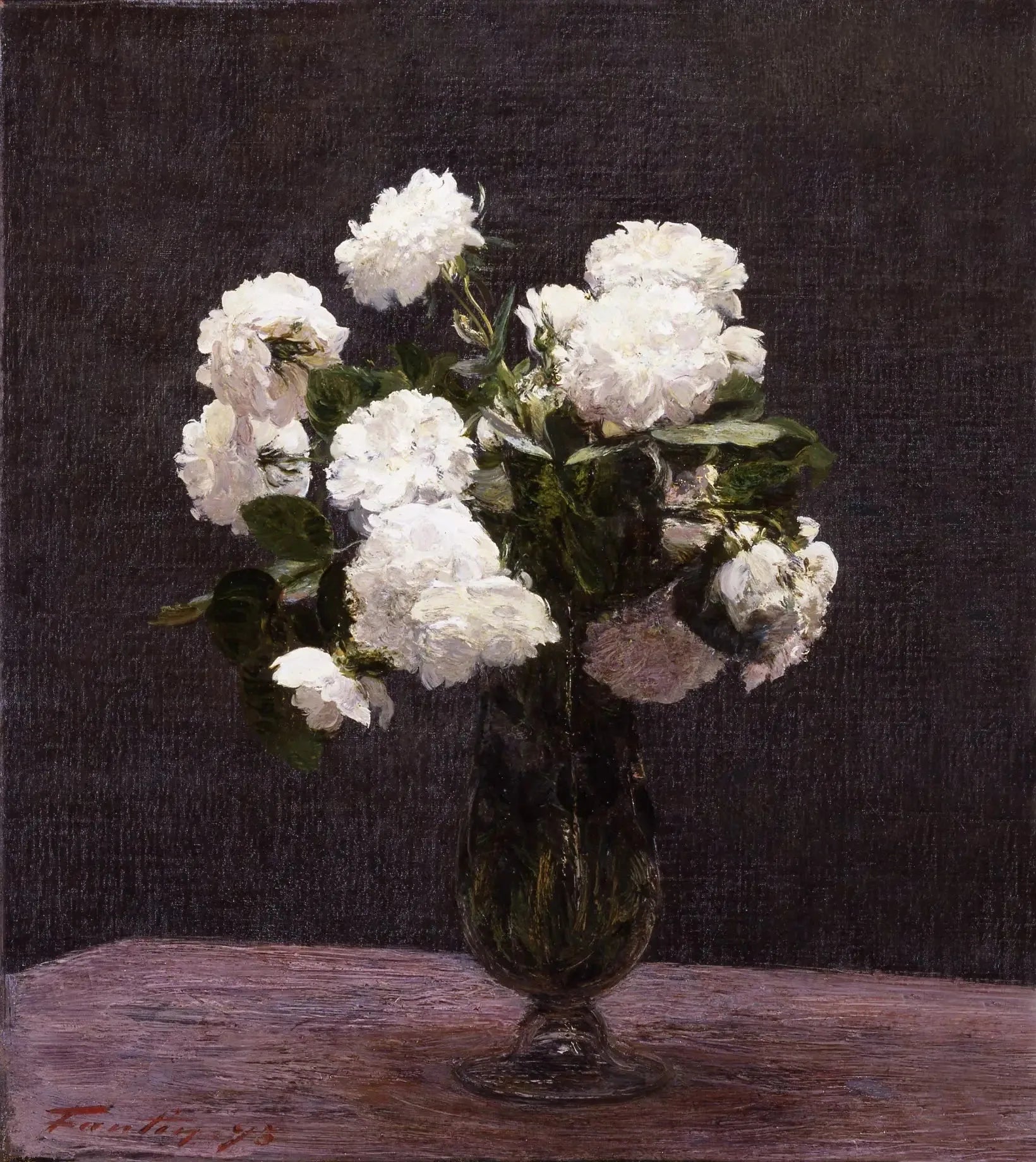 Roses blanches - Henri Fantin-Latour image 1 reproduction d’œuvre d’art à l’huile