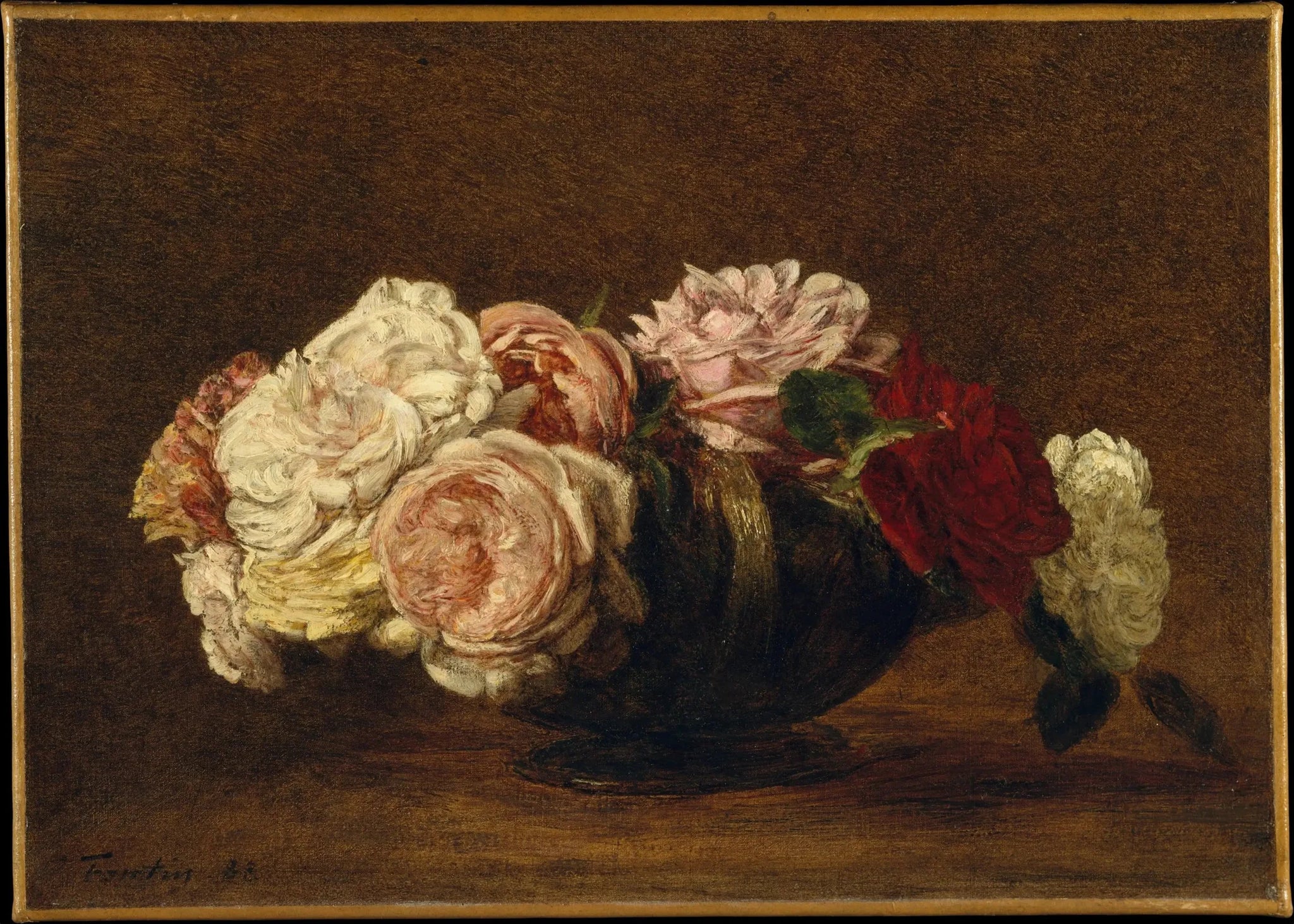 Roses dans un bol - Henri Fantin-Latour image 1 tableau peint à l’huile sur toile