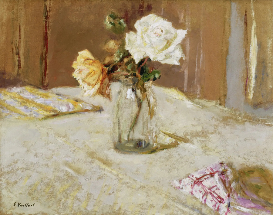 Roses dans un vase de verre - Édouard Vuillard