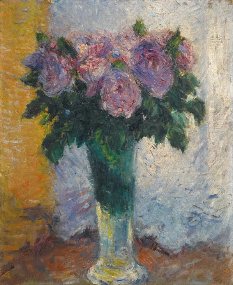 Roses dans un vase - Gustave Caillebotte
