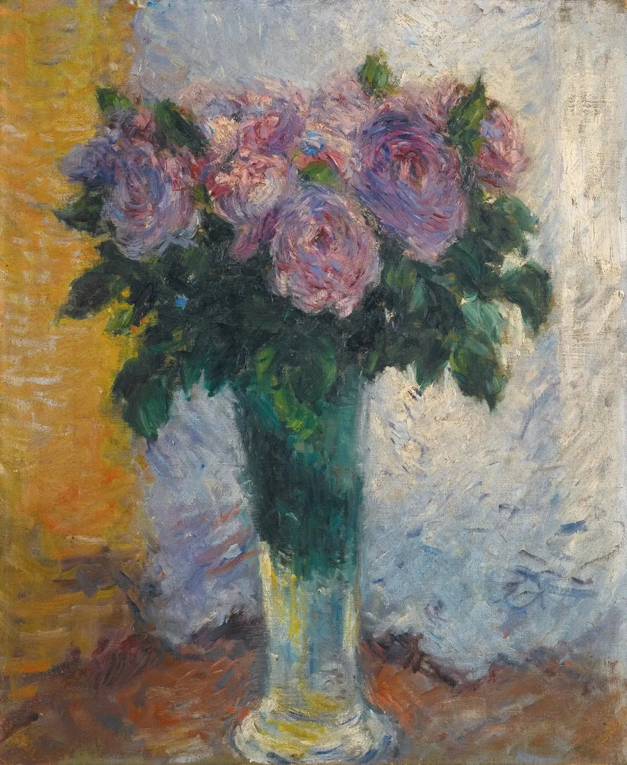Roses dans un vase - Gustave Caillebotte