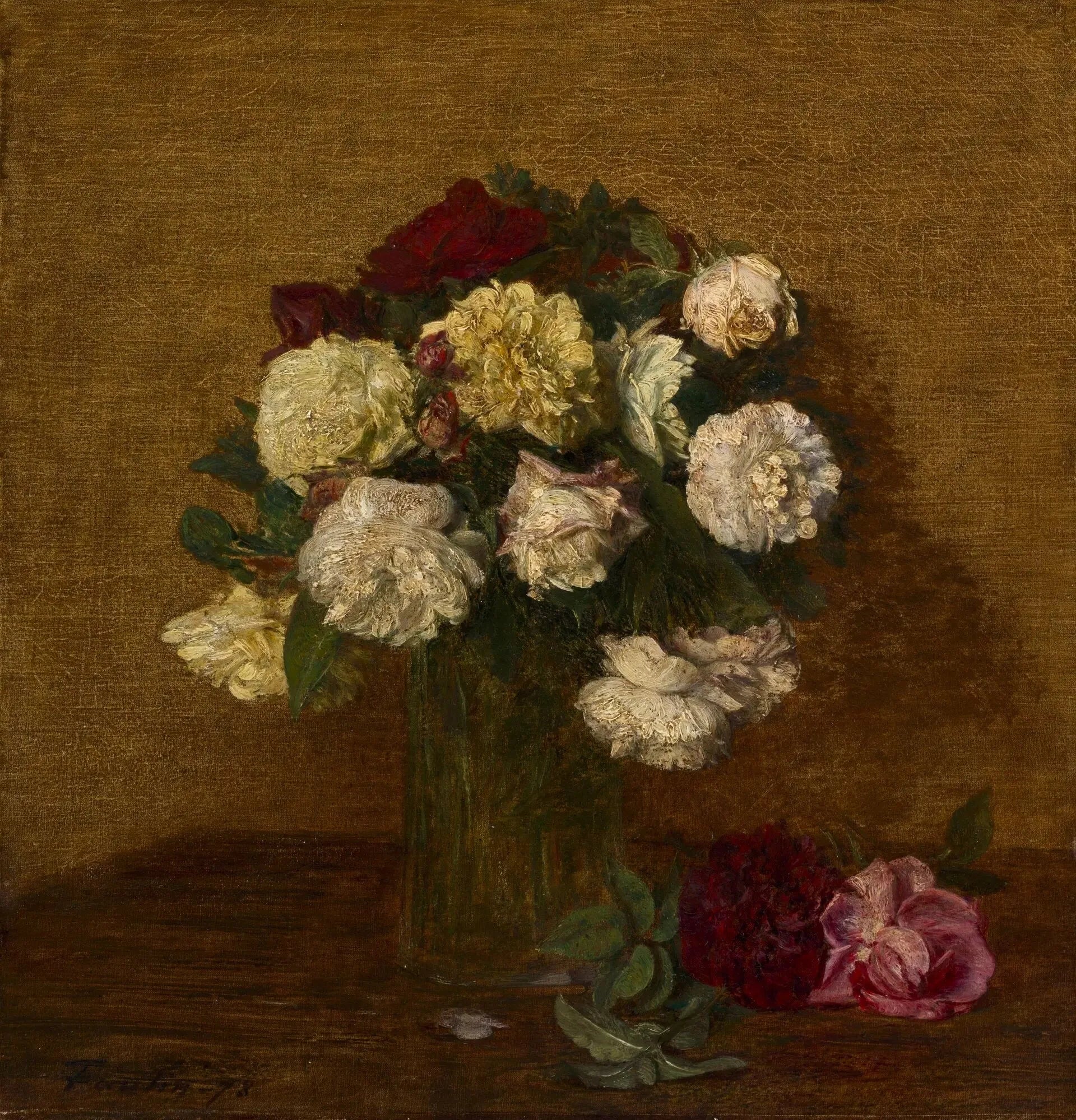 Roses dans un vase - Henri Fantin-Latour image 1 tableau peint à l’huile sur toile