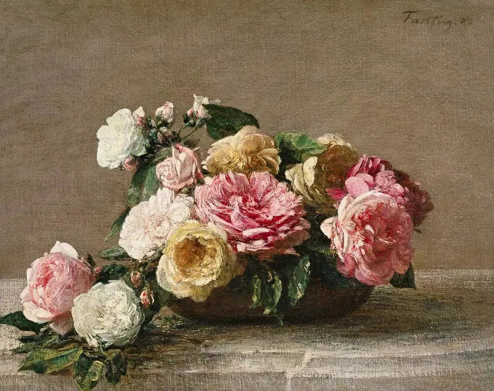 Roses dans une coupe - Henri Fantin-Latour image 1 reproduction artisanale de tableau