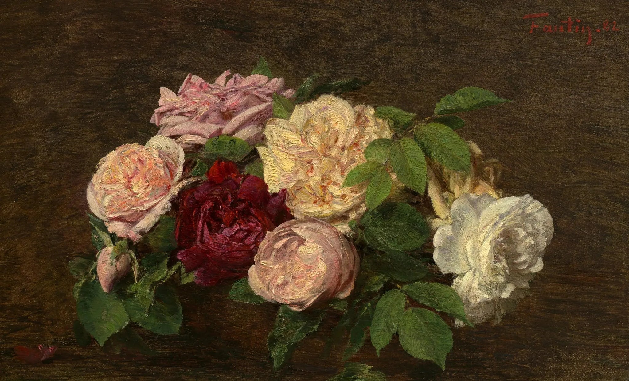 Roses de Nice sur une table - Henri Fantin-Latour image 1 reproduction de peinture à l’huile