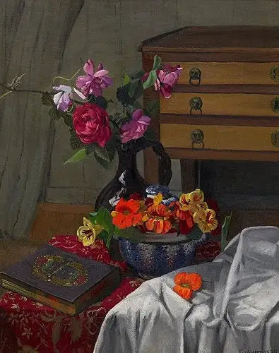 Roses et capucines. - Félix Vallotton image 1 tableau peint à l’huile sur toile