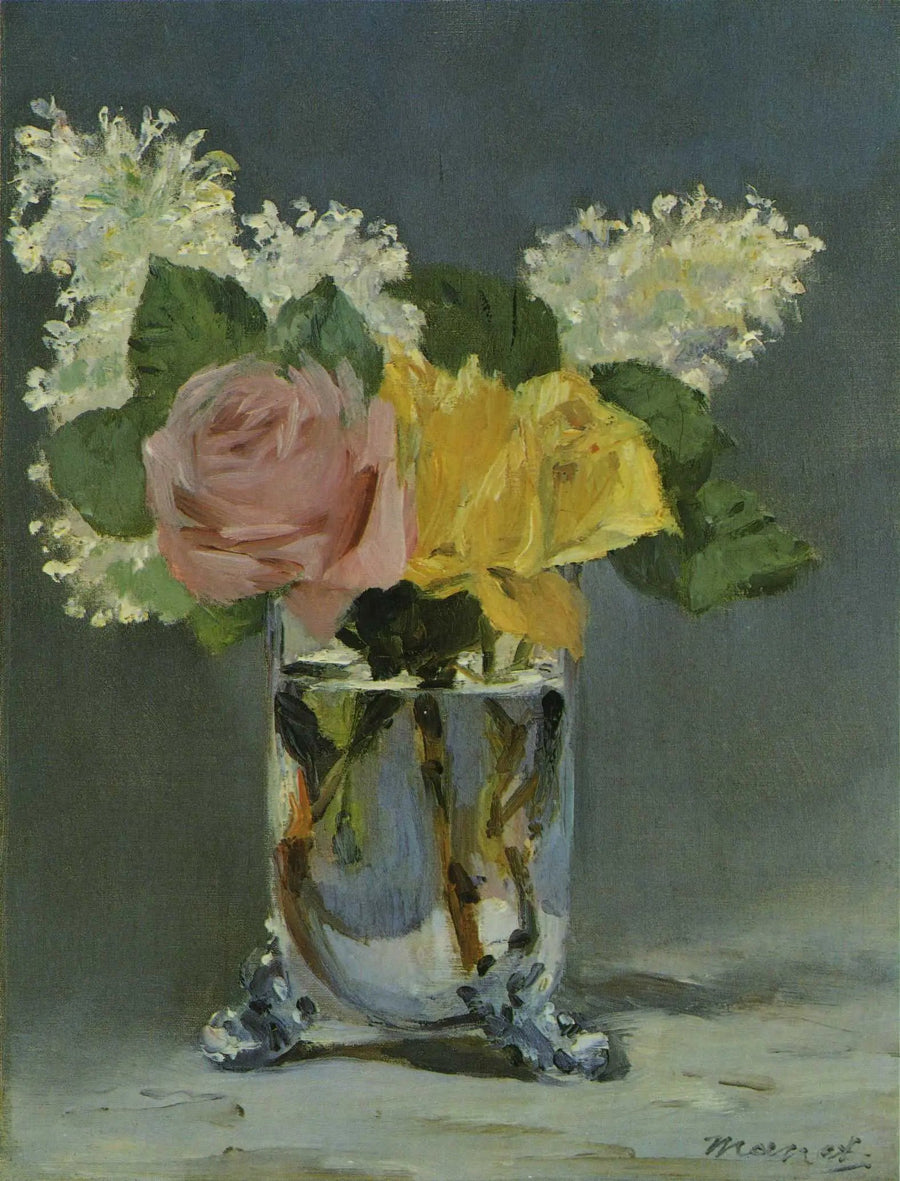 Roses et lilas dans un vase - Édouard Manet