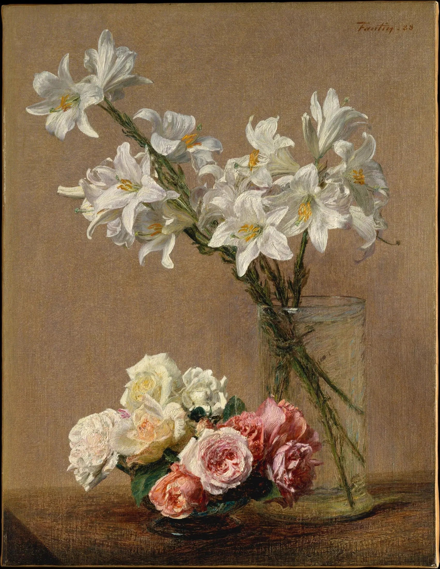 Roses et lys - Henri Fantin-Latour image 1 tableau peint à l’huile sur toile