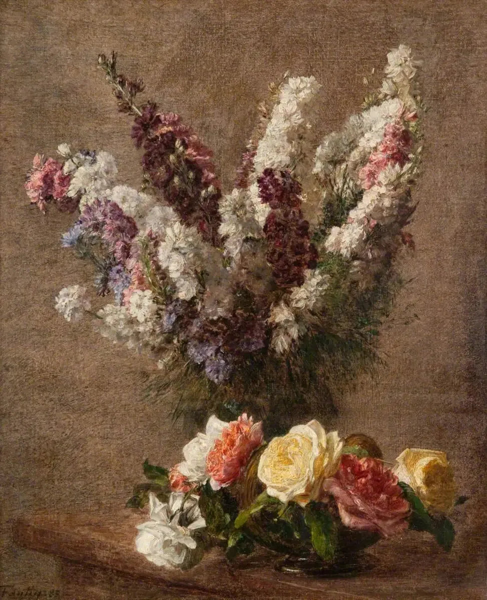 Roses et pieds-d'alouette - Henri Fantin-Latour image 1 reproduction d’œuvre d’art à l’huile
