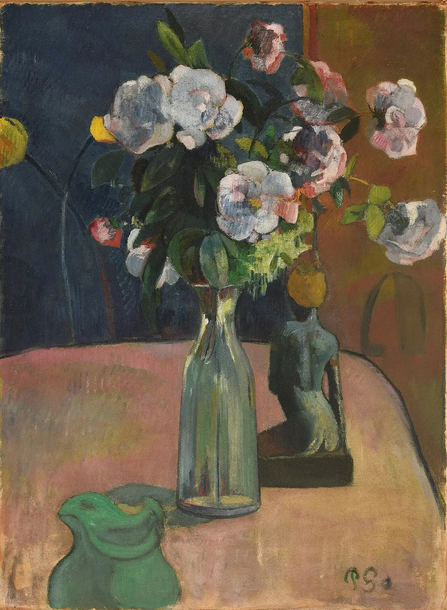 Roses et statuette - Paul Gauguin