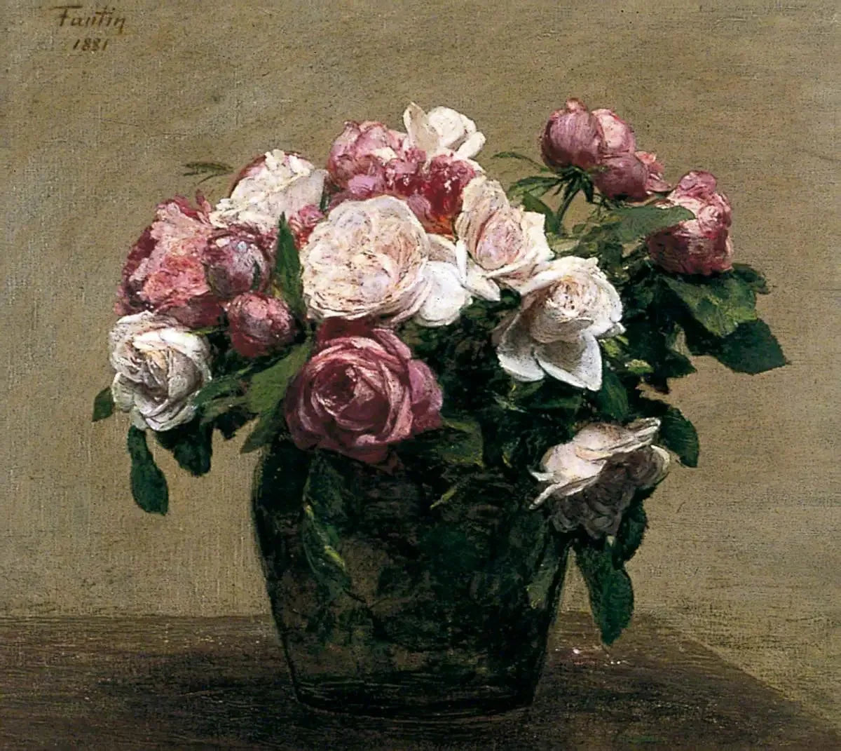 Roses roses - Henri Fantin-Latour image 1 copie peinte à la main à l’huile