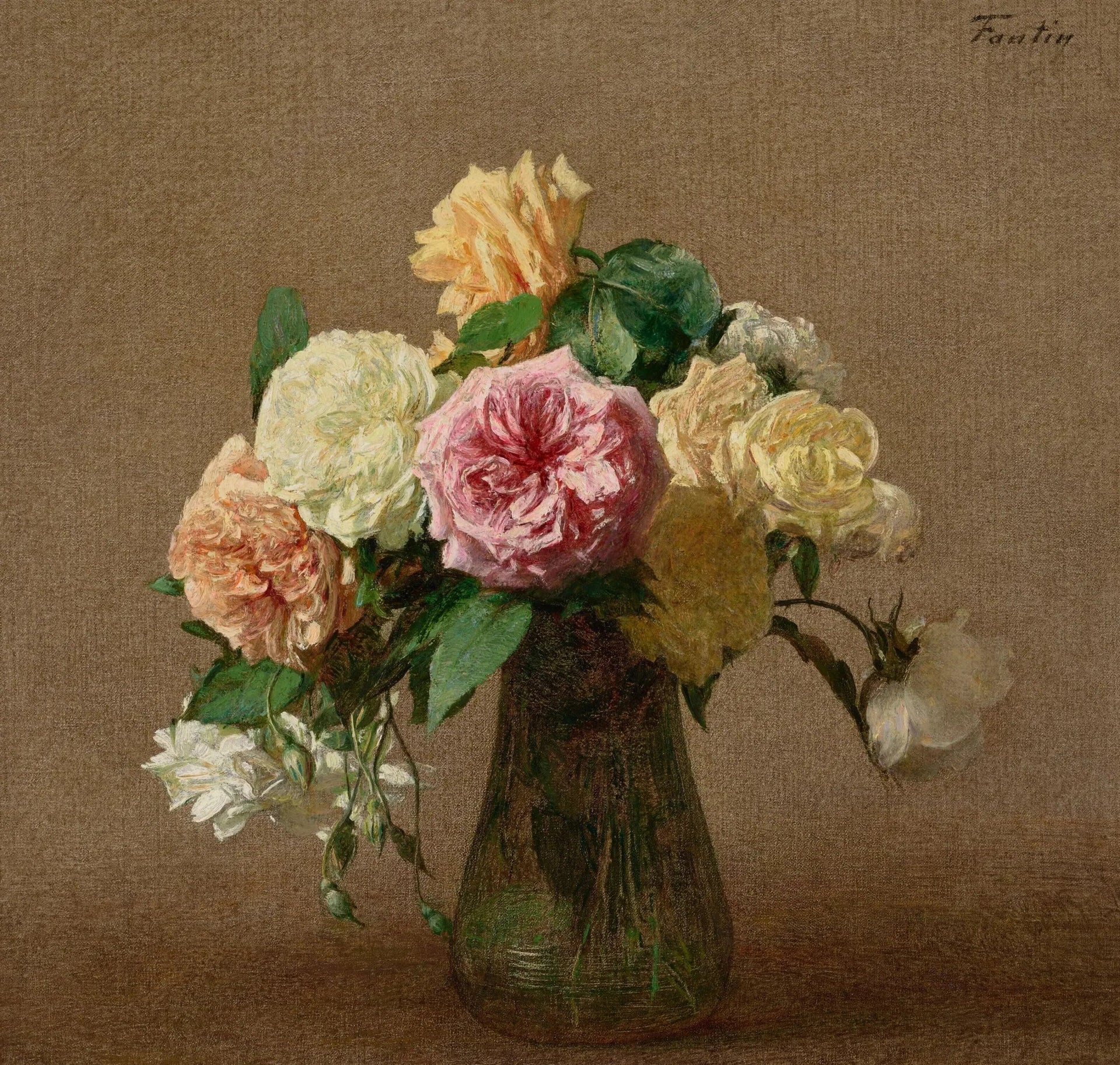 Roses - Henri Fantin-Latour image 1 reproduction d’œuvre d’art à l’huile