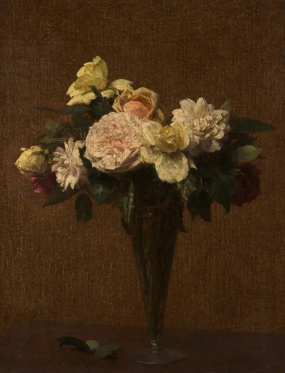 Roses II - Henri Fantin-Latour image 1 copie peinte à la main à l’huile
