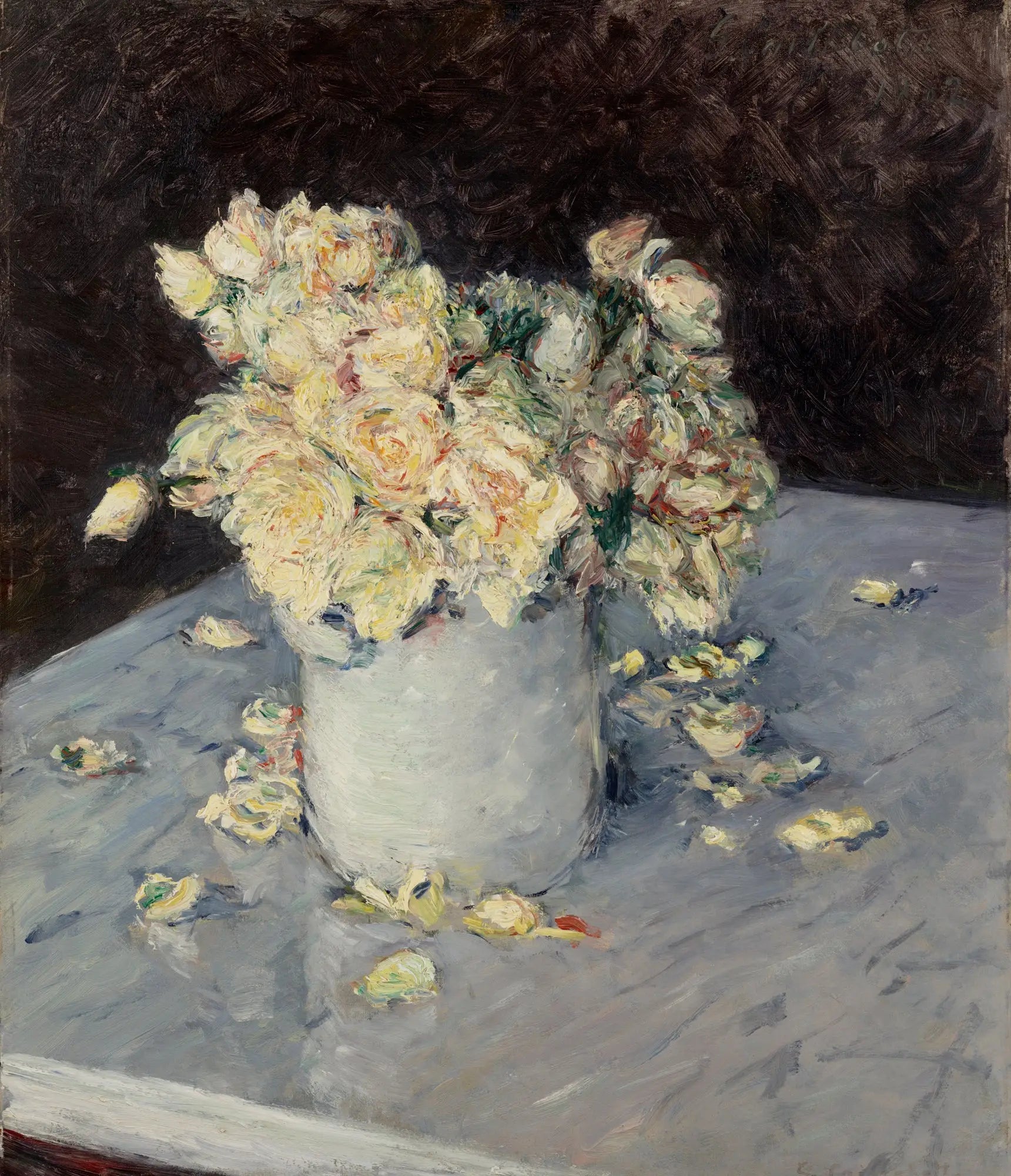 Roses jaunes dans un vase - Gustave Caillebotte image 1 copie de tableau peinte à la main