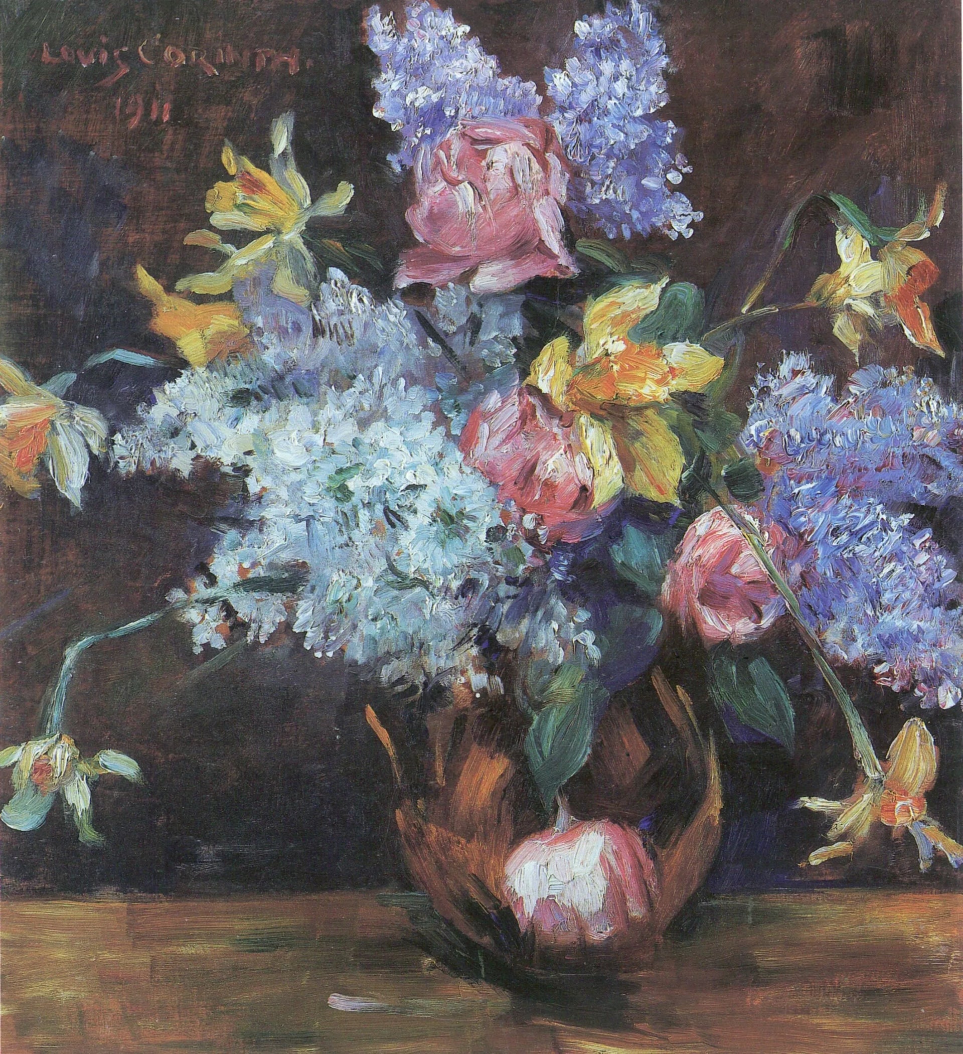 Roses, lilas et jonquilles - Lovis Corinth image 1 reproduction réalisée par Alpha Reproduction