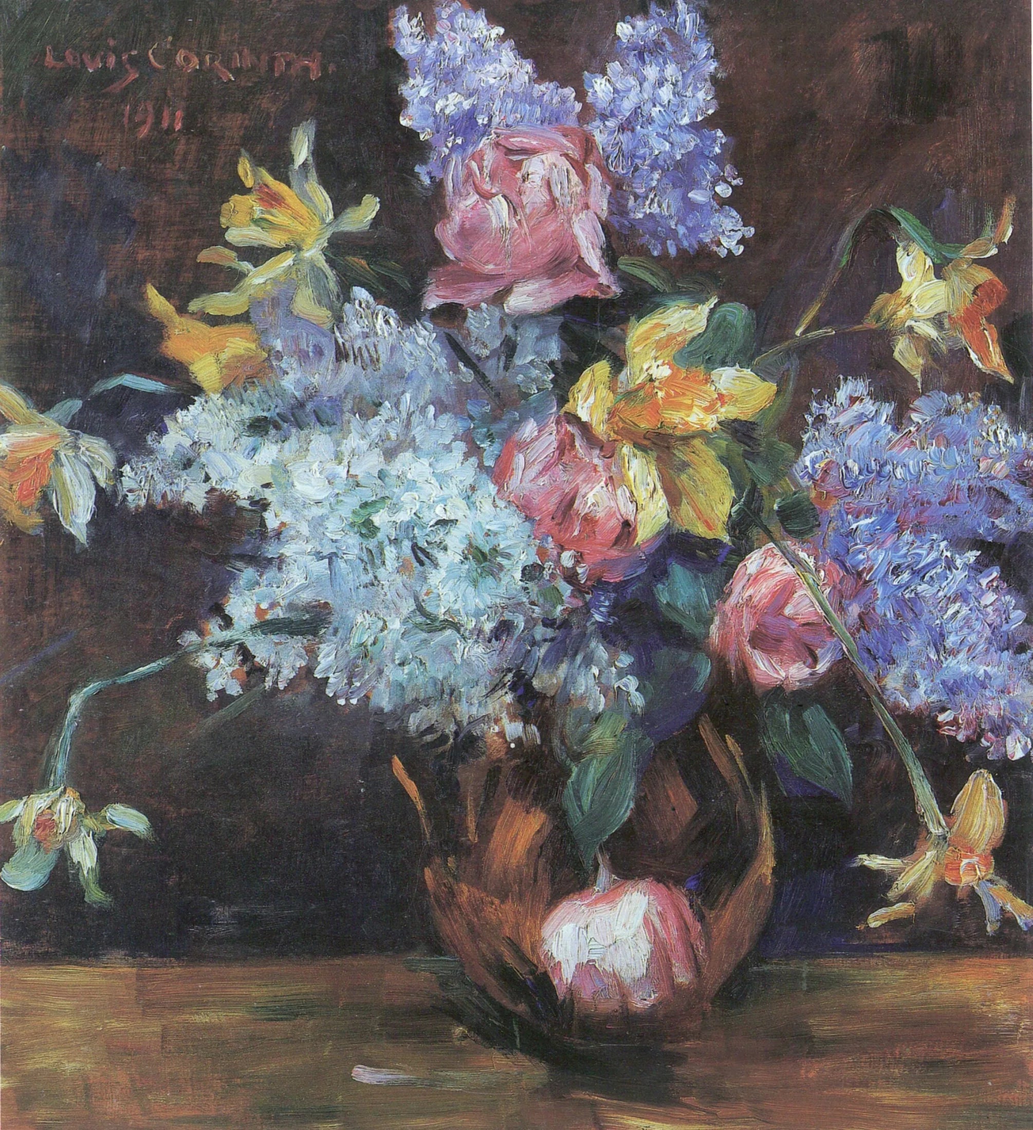 Roses, lilas et jonquilles - Lovis Corinth image 1 reproduction réalisée par Alpha Reproduction