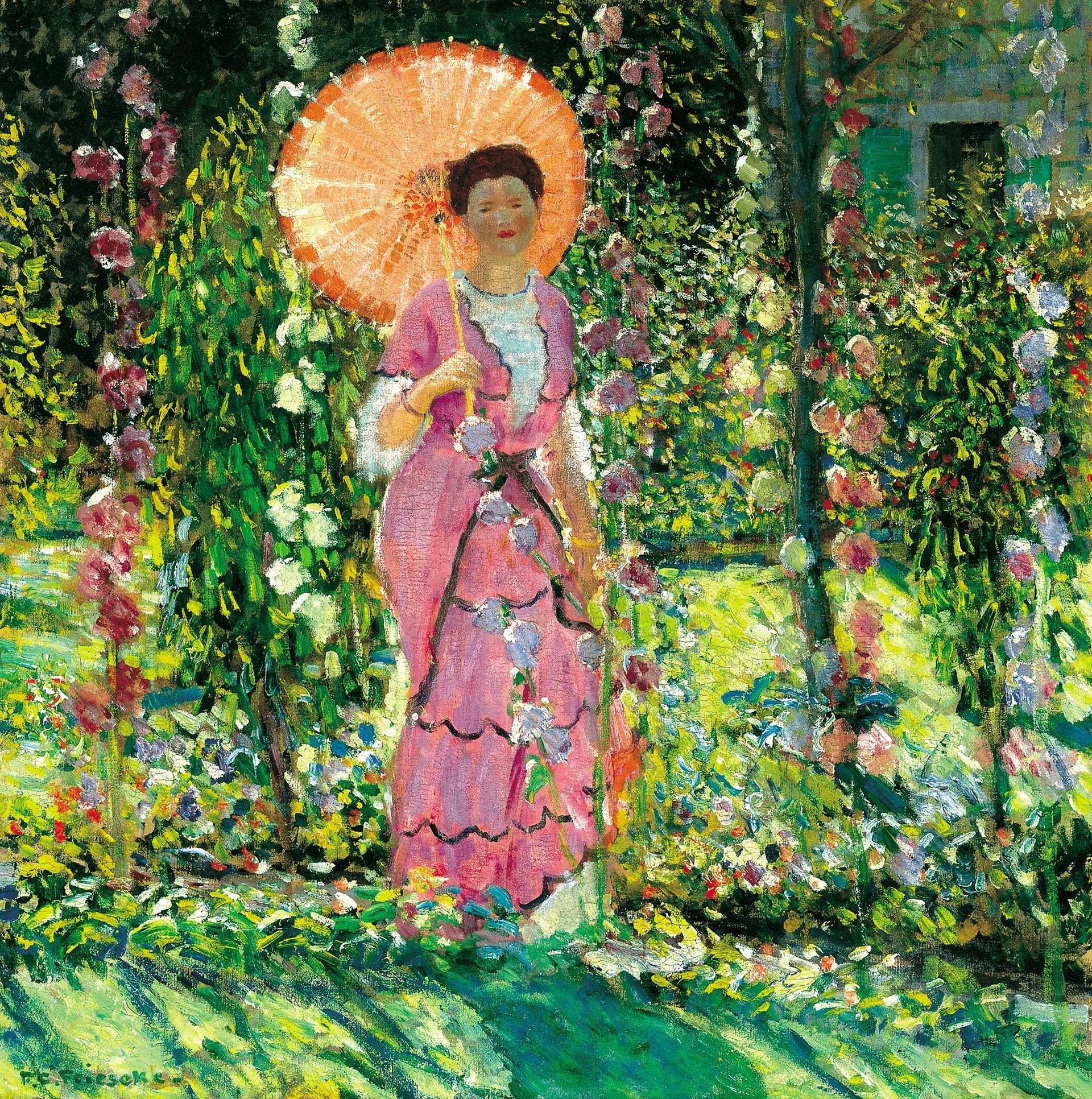 Roses trémières - Frederick Carl Frieseke image 1 reproduction de peinture à l’huile