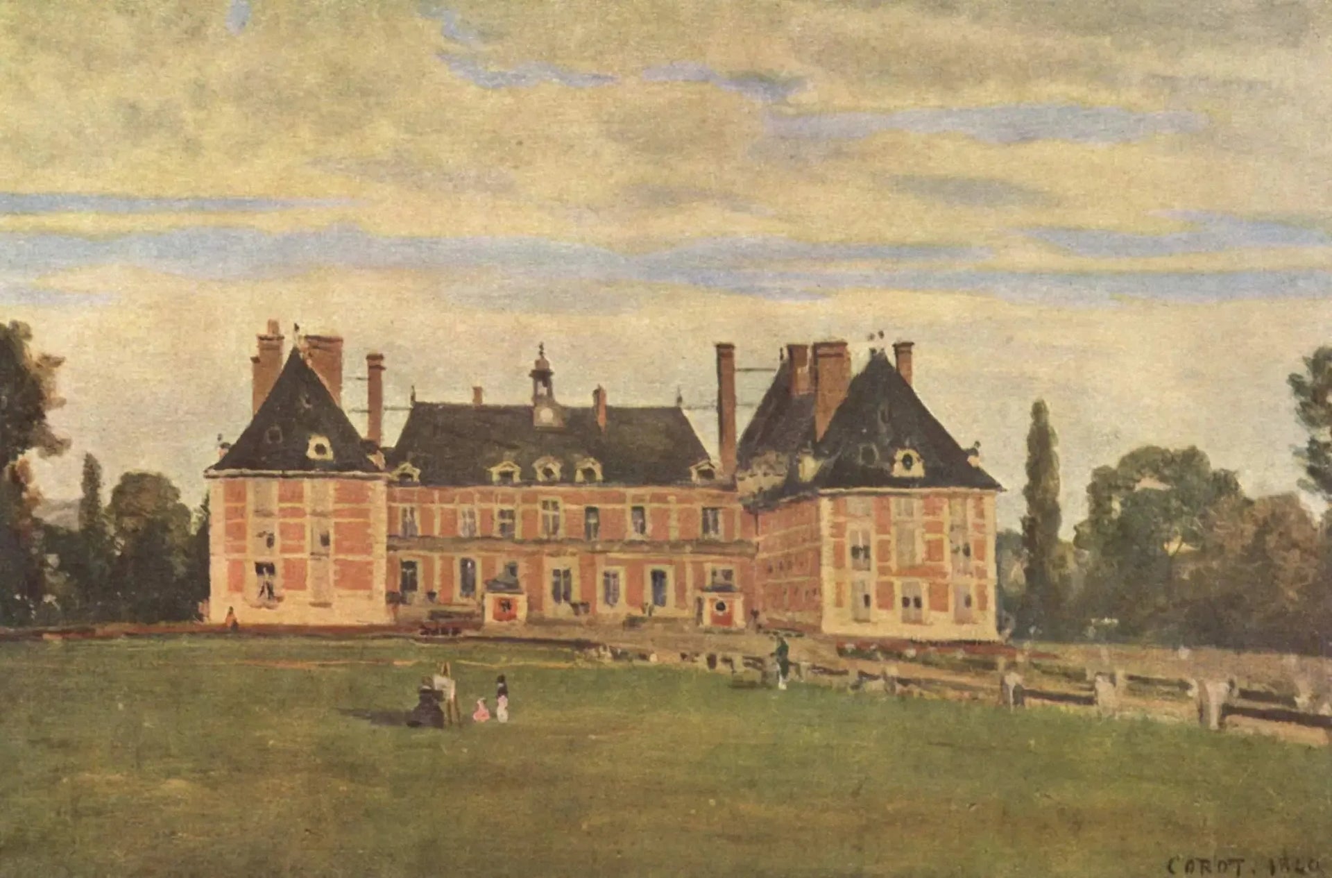Rosny (Yvelines). Le château de la duchesse de Berry - Jean-Baptiste Camille Corot image 1 tableau peint à l’huile sur toile