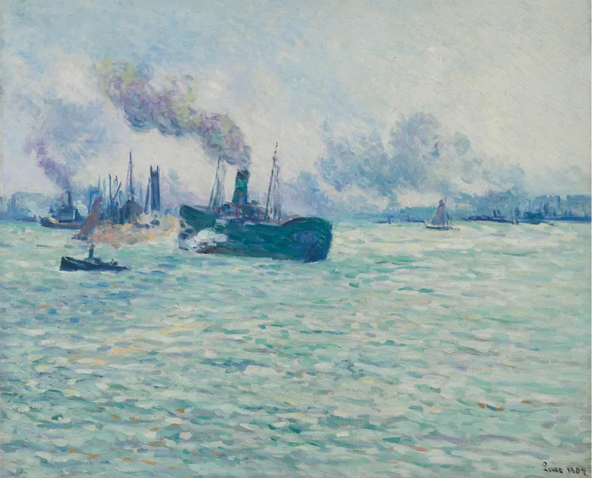 Rotterdam, scène de port - Maximilien Luce image 1 copie peinte à la main à l’huile