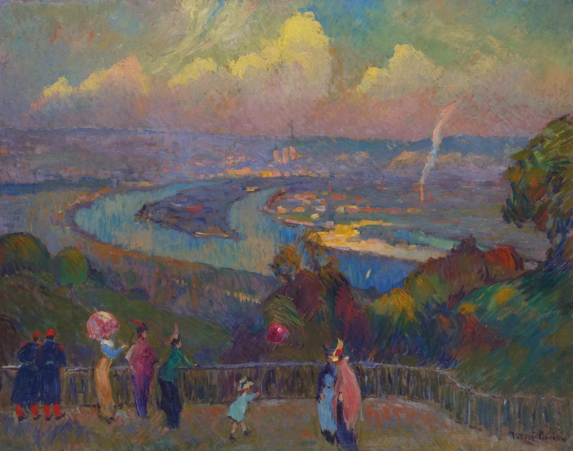 Rouen, La Seine, vue depuis les hauteurs de Caudebec - Robert Antoine Pinchon image 1 copie de tableau peinte à la main