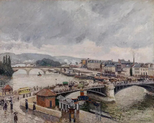 Rouen. Les ponts Boieldieu et Corneille, effet de pluie - Camille Pissarro image 1 copie de tableau peinte à la main
